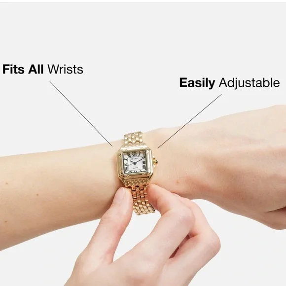 Panthere Classic Rectangle Stainless Steel Gold Watch - Picture 12 of 16